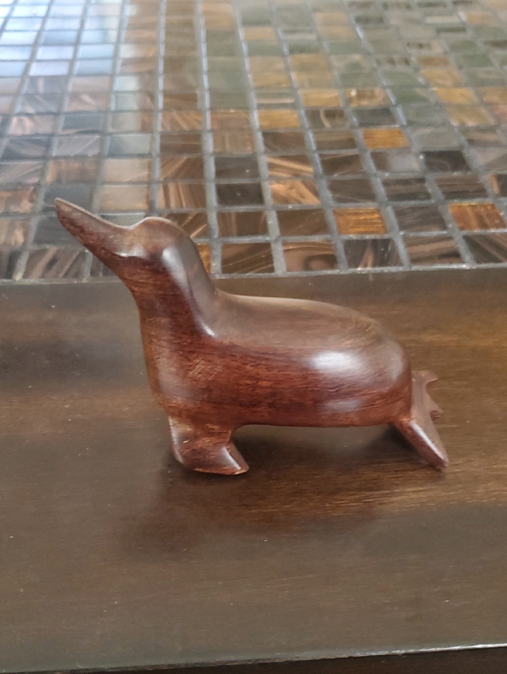 Hand Carved IronWood Seal Figurine - Dark Brown